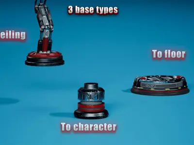 Sci-Fi Turrets pack Low-poly 3D model