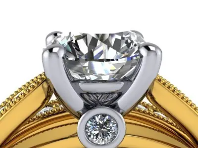 Vintage Cathedral Engagement Ring With Milgrain Jewelry 3D print model