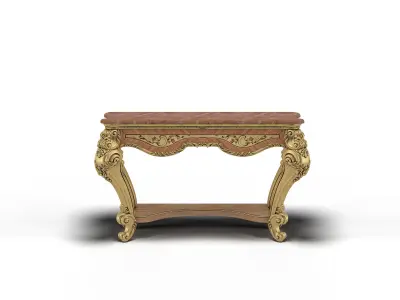 Console gold table with marble top 3D model