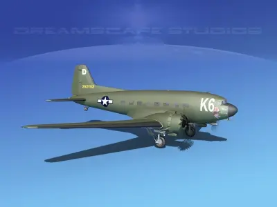 Douglas C-47 Dakota USAAF V2 3D model