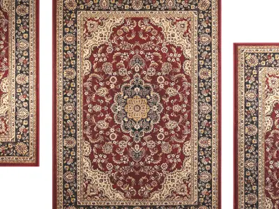 Woven Oriental Rug with Persian Floral Design Low-poly 3D model