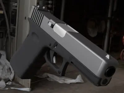 Hight-poly Glock17 with accessories 3D model