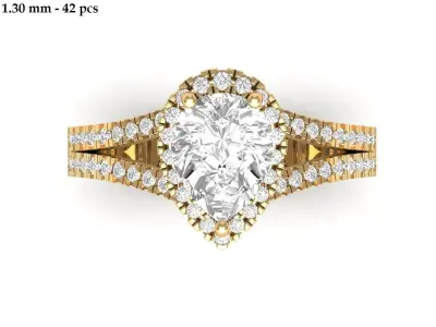  Pear Solitaire Ring 3D print model