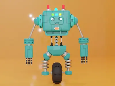 Robot 3D Model toy on wheels 3D model