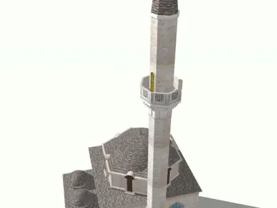 Mosque 3D antique building in Greece Low-poly 3D model