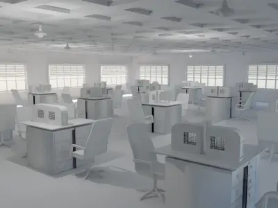 Office Interior - No Material Low-poly 3D model