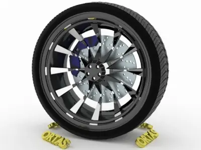 ORTAS CAR WHEEL RIM 132 GAME READY WHEEL RIM TIRE 3D model