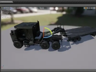 Semi Trailer and M1A1 Tank Low-poly 3D model