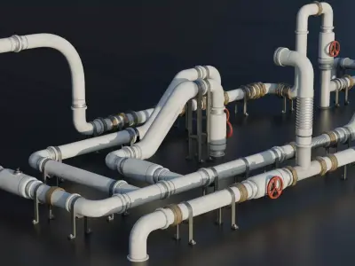 Pipes Modular System - Industrial Roof Elements Set Low-poly 3D model