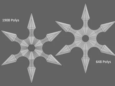 Shuriken star shaped blade Low-poly 3D model