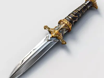 Ornate Fantasy Dagger 3D Model Low-poly 3D model purchase