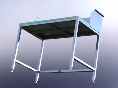 Stainless Steel Industrial Table for Gastronomy Production 3D model