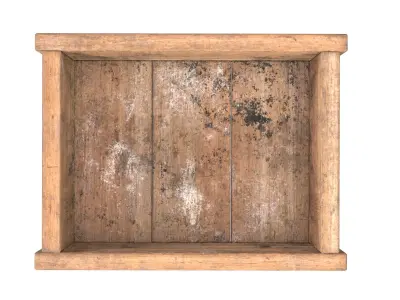 Wooden box Low-poly 3D model 3