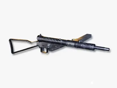 STEN Mk2 Submachinegun - Game and VFX-Ready Low-poly 3D model