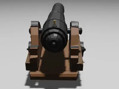 Naval Cannon  Free low-poly 3D model