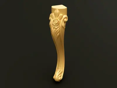 Classic Baroque Style Wooden Chair Base for CNC 3D model 2