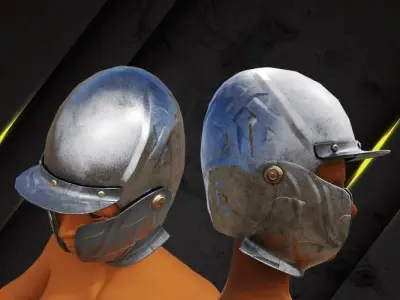 Helmet medieval lowpoly game asset Low-poly 3D model