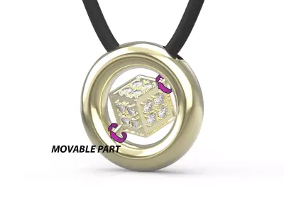 110211 P Pendant with movable cube and gems 3D print model