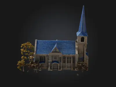 Miniature Stone Chapel  Tiny Sanctuary with Timeless Charm 3D model