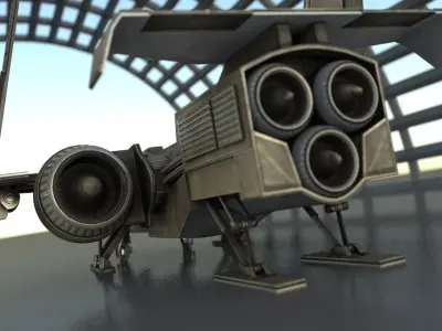 Futuristic Combat Jet Rigged Free low-poly 3D model