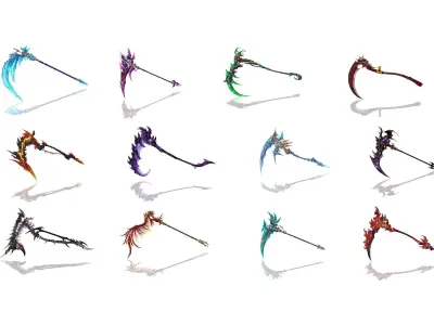 36 - Fantasy Scythes Collection 3D Model Pack