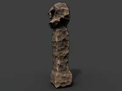 High Slavic Wooden Medieval Settlement Totem Statue Low-poly 3D model