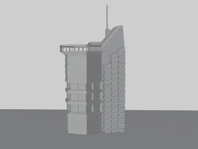 Low Poly Building tall Free low-poly 3D model