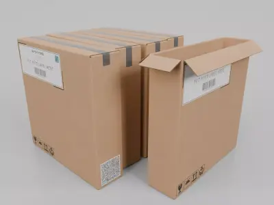 Cardboard Box R-144 - Rigged and Customizable Low-poly 3D model