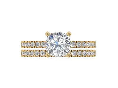 Solitair Ring Bridal Set 3D print model 60