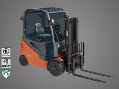 Forklift Truck 01 Orange All PBR Unity UE Textures Low-poly 3D model