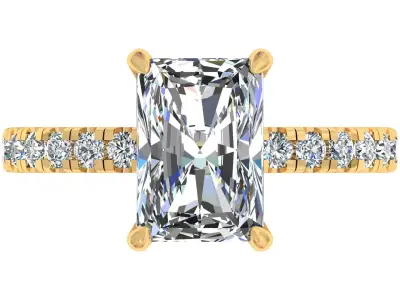 Radiant Stone Solitary Engagement Ring 3D print model