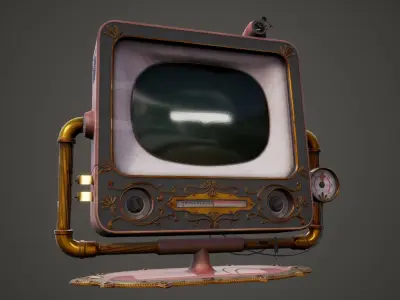Antique Steam Punk TV Monitor Low-poly 3D model