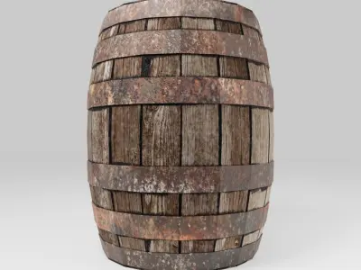 Old Barrel low-poly Low-poly 3D model