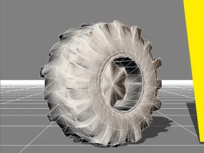 wheel old Low-poly 3D model