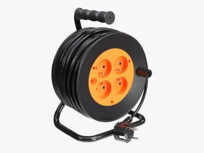 Extension cord reel with sockets 01 3D model