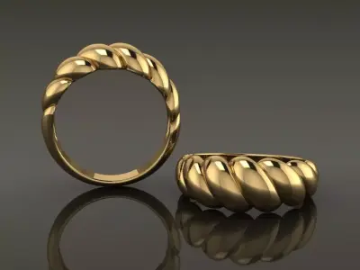 Croissant Ring Band Mix Size 3D print model