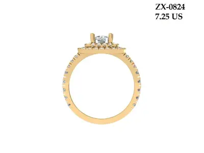  Cushion Solitaire Ring 3D print model