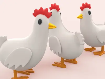 Cartoon Chicken Animal Style Cute Low-poly 3D model