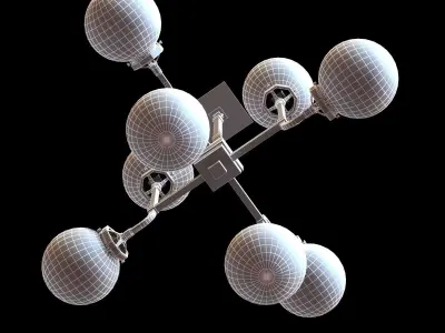 Restoration Hardware BISTRO GLOBE MILK GLASS 8-LIGHT CHANDELIER 3D model