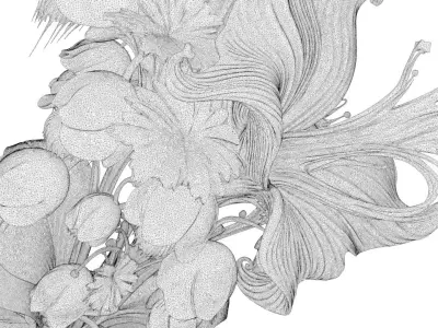 Exotic Colorful Plants - High-Poly Resolution Part 3 3D model