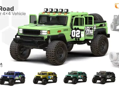 Off Road Crawler 4x4 Pickup Vehicle PBR 3D Game Ready Low-poly 3D model