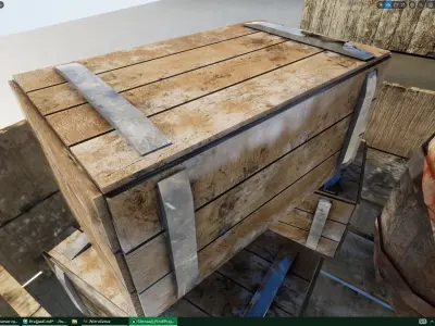 wooden cart 3D model 3