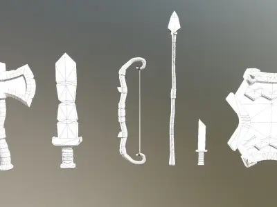 Medieval weapon set Low-poly 3D model purchase