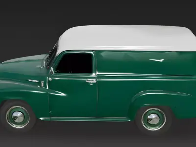 Realistic 1950s Rural Delivery Van 3D Model Low-poly 3D model