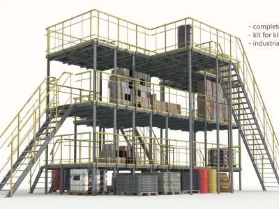  Scaffolding Industrial Platform Construction and Kit PBR 
