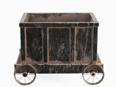 Old Mining Trolley 06 Low-poly 3D model