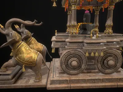 Stone Chariot For Games And VFX  Low-poly 3D model