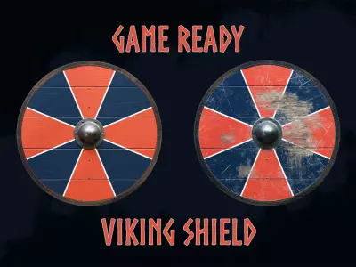 Viking Shield 1 - New and war-torn 3D Model Pack