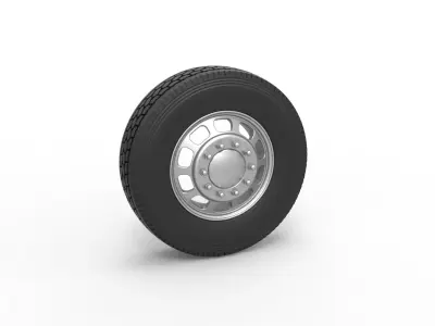 Front custom wheel of semi truck Version 3 Scale 1 to 25 3D print model