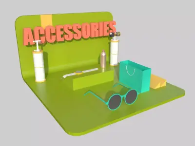 Accessories Stall Low-poly 3D model